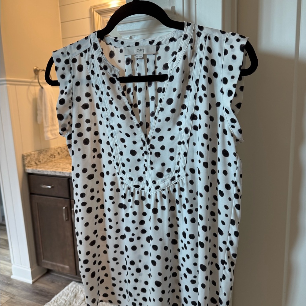 LOFT Sleeveless Blouse with Black Dots